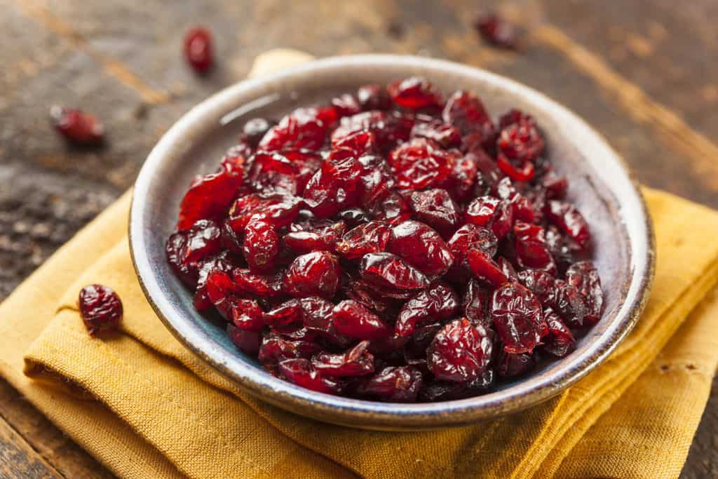 Organic Red Dried Cranberries in a Bowl